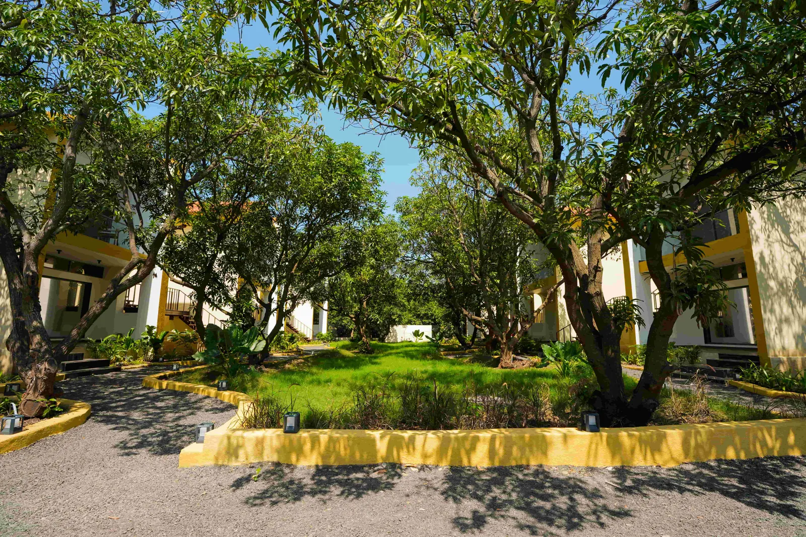 Tree-lined courtyard at The Premier Girtara Resort